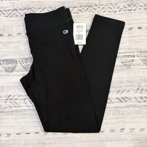 NWT Champion Kids Sleek Black Logo Comfy Leggings Sporty Yoga
